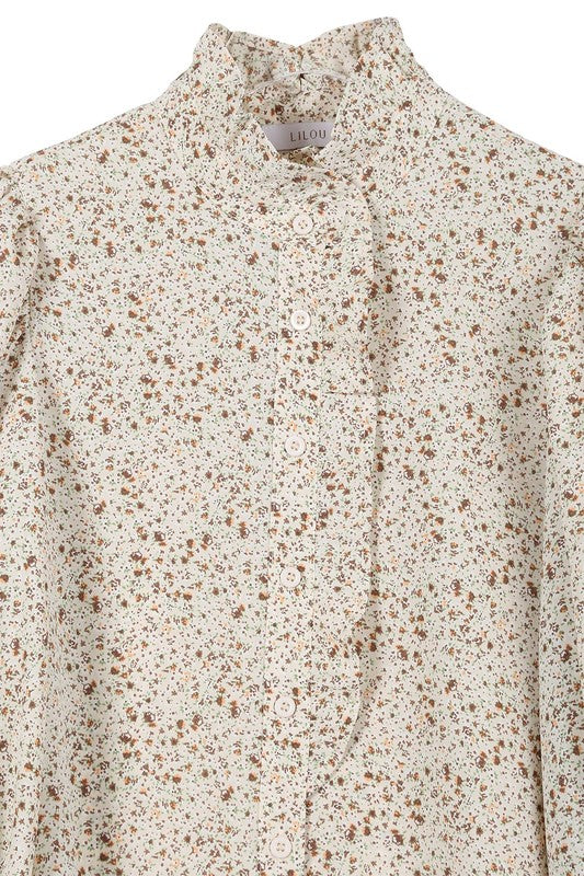 Floral & Flirty Stand Collar Floral Blouse