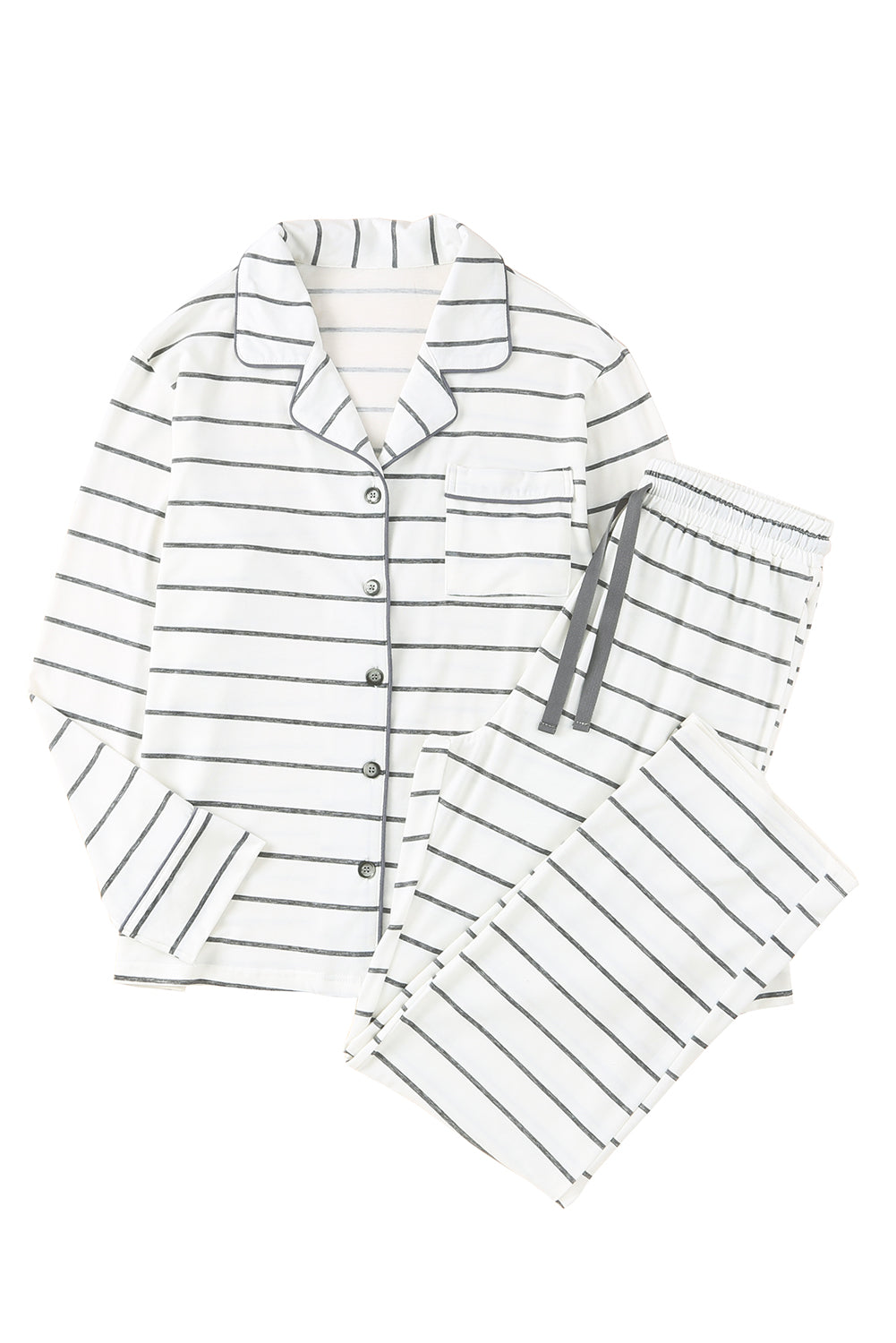 Striped Print Long Sleeve Pajamas Set