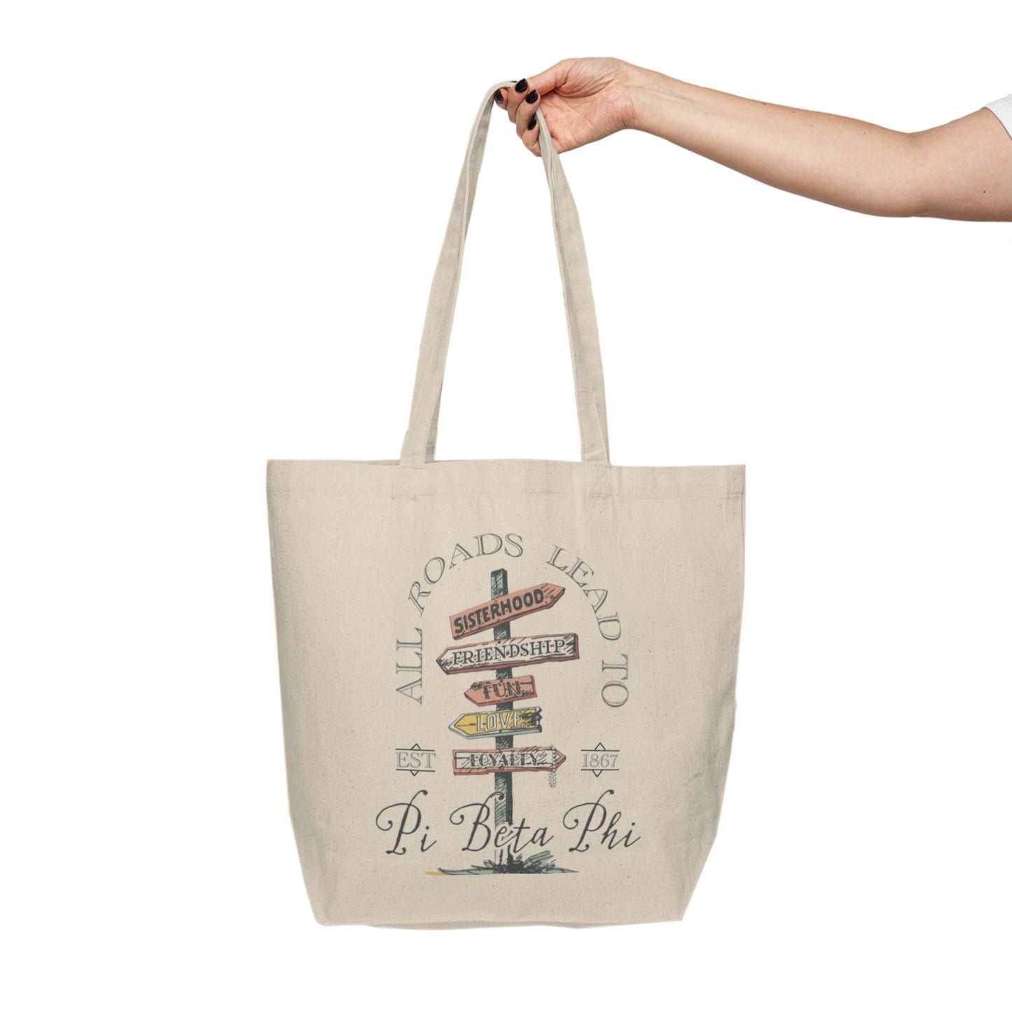 Pi Beta Phi Roads Canvas Shopping Tote