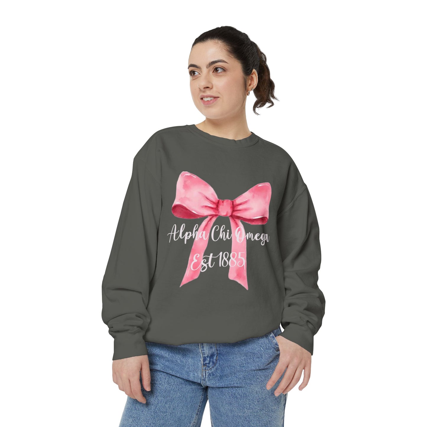 Alpha Chi Omega Bow Unisex Garment-Dyed Sweatshirt