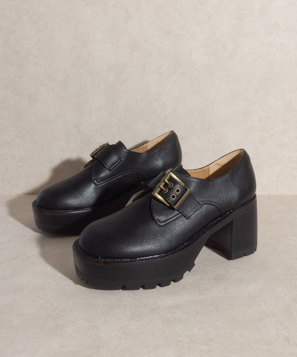 Sarah - Buckled Platform Loafers