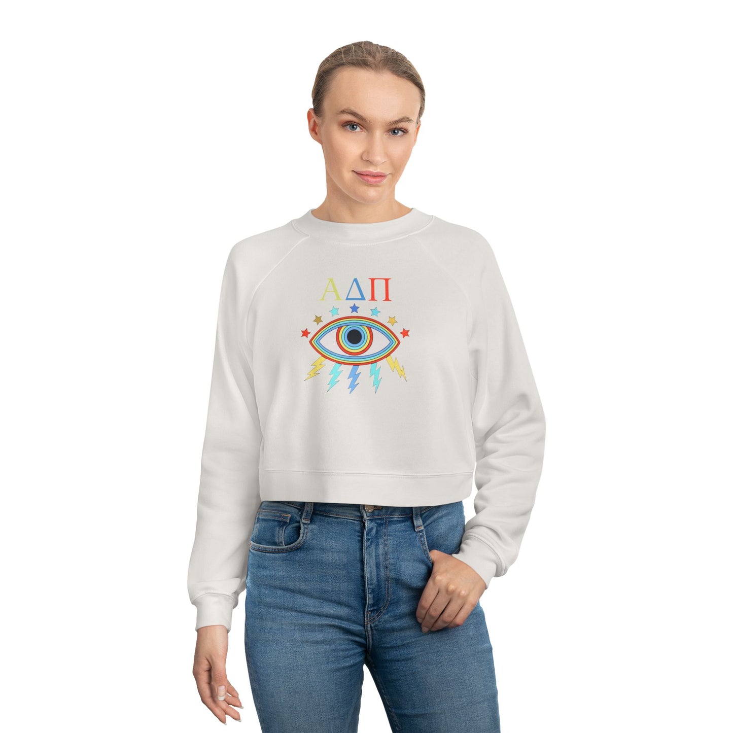 ALPHA DELTA PI EVIL EYE Women's Cropped Fleece Pullover