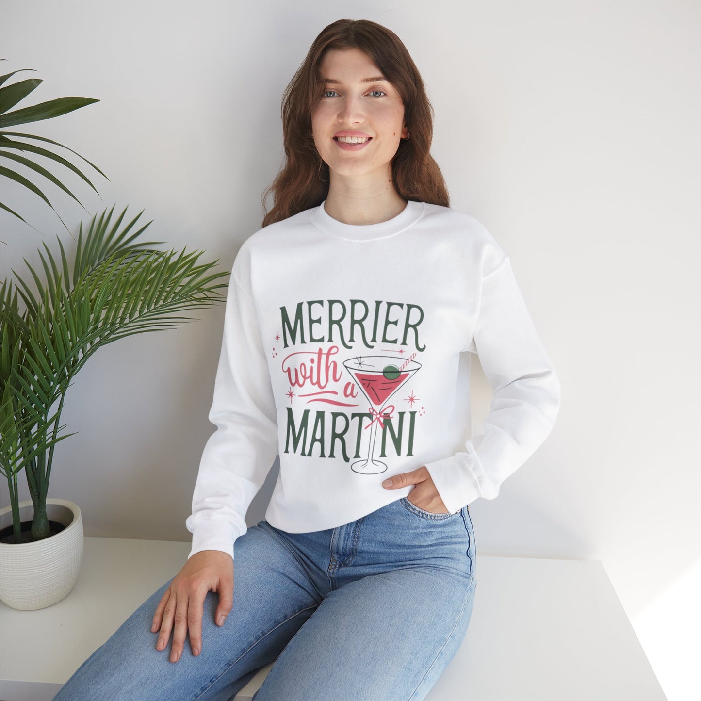 “Merrier With A Martini,” Holiday Sweatshirt