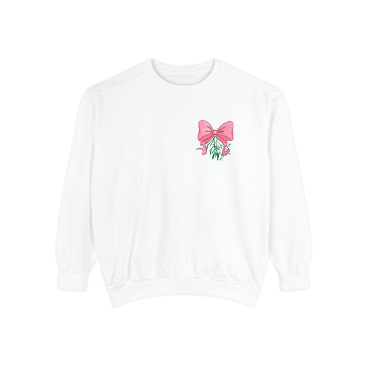 “Pink Bows & Mistletoe,” Holiday Sweatshirt