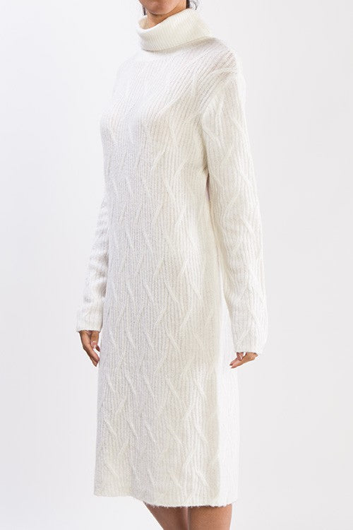 Loose Fit Turtleneck Long Sleeve Sweater Dress