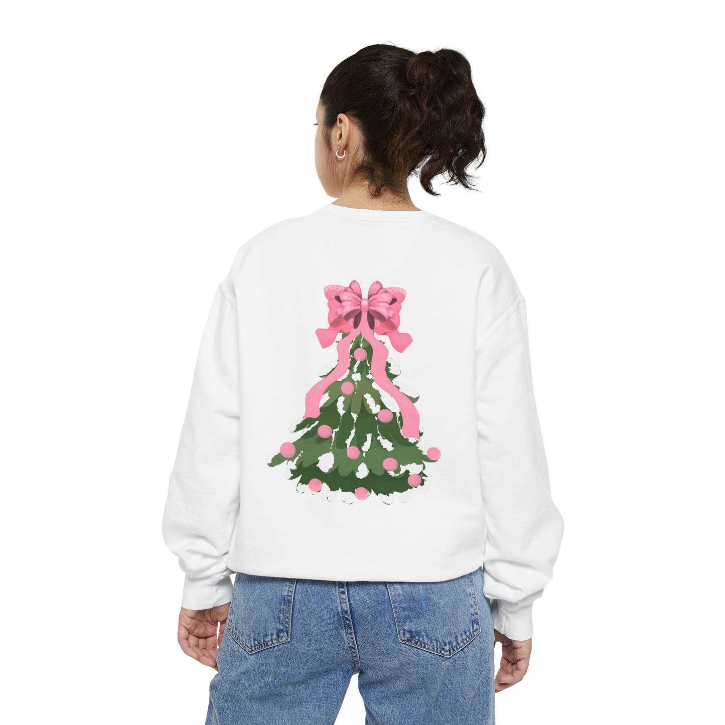 “Pink Bows & Mistletoe,” Holiday Sweatshirt