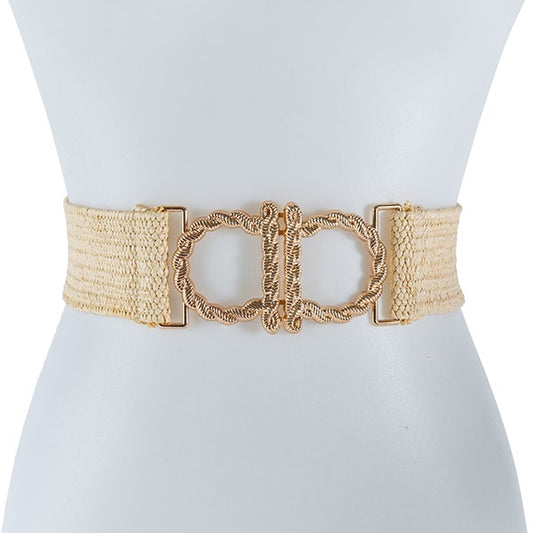 Subtly Intertwined Straw Tan Belt