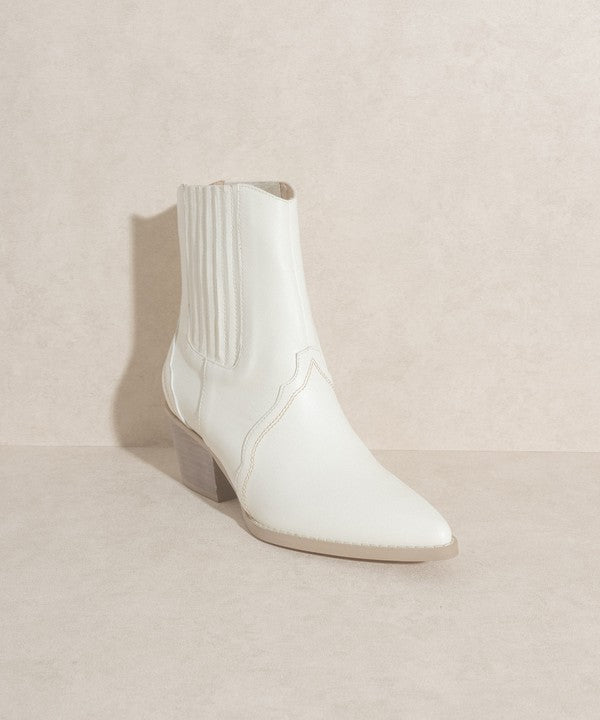 Dawn White Paneled Western Bootie