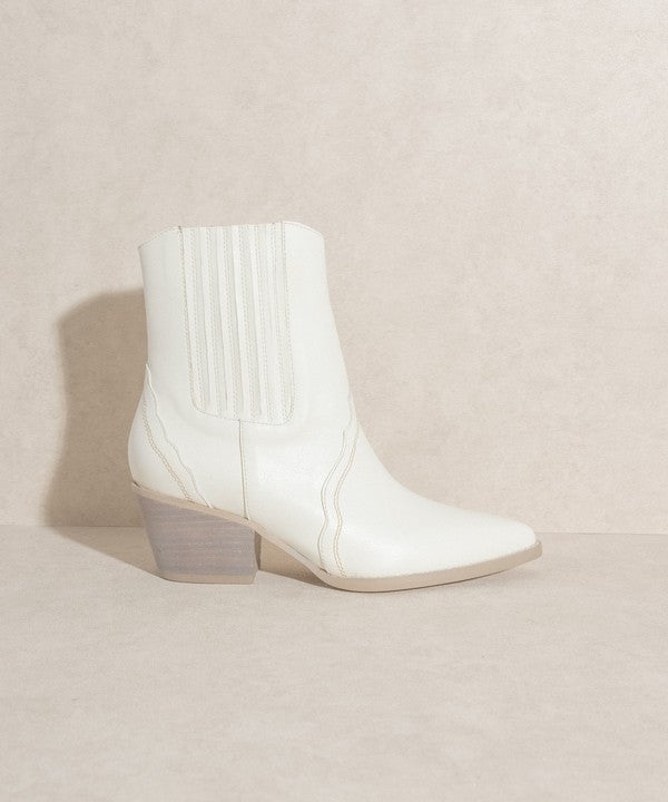 Dawn White Paneled Western Bootie