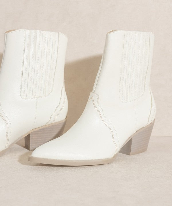 Dawn White Paneled Western Bootie