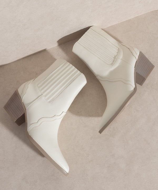 Dawn White Paneled Western Bootie