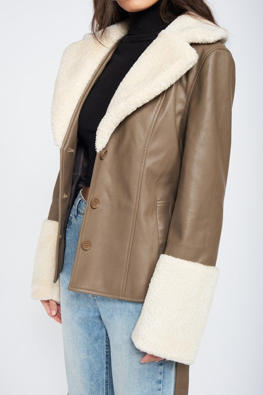 Sassy Faux Shearling Trimmed Jacket