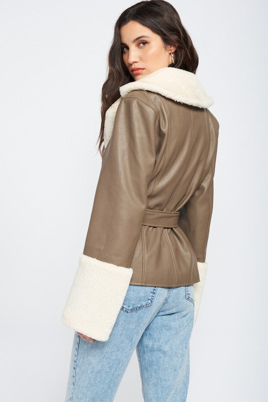 Sassy Faux Shearling Trimmed Jacket