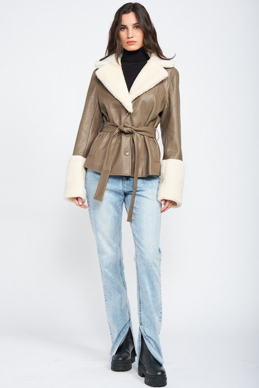 Sassy Faux Shearling Trimmed Jacket