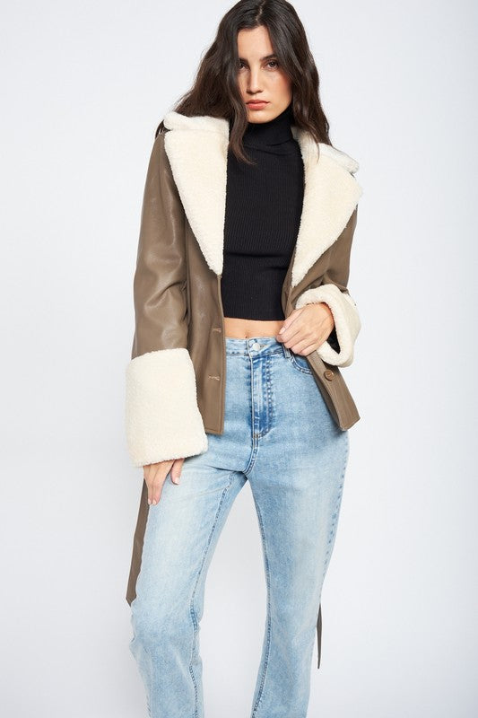 Sassy Faux Shearling Trimmed Jacket