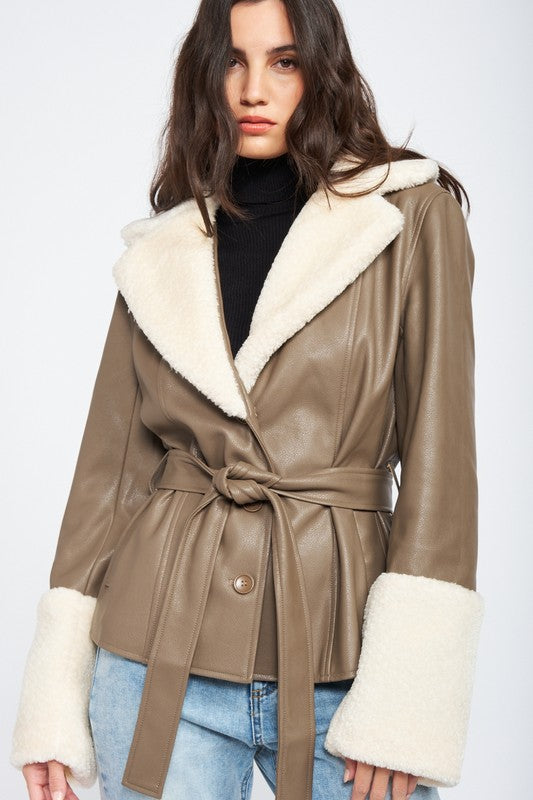 Sassy Faux Shearling Trimmed Jacket