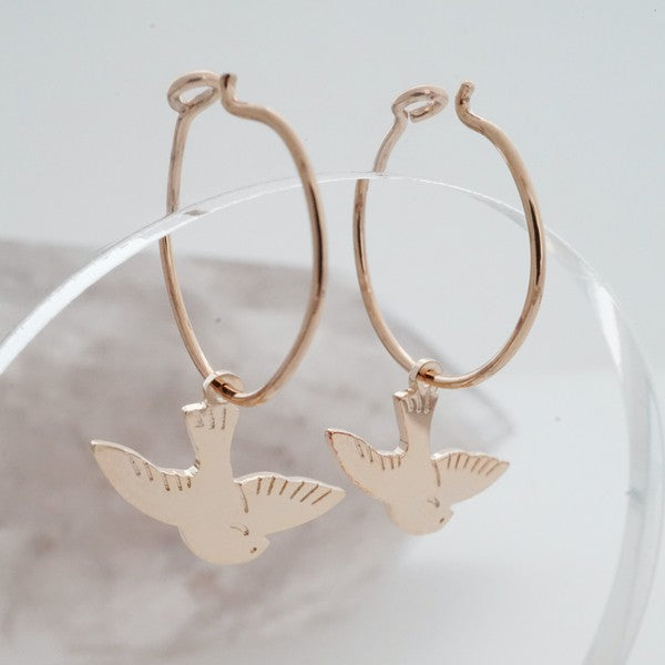 Magic Charm Dove Hoops