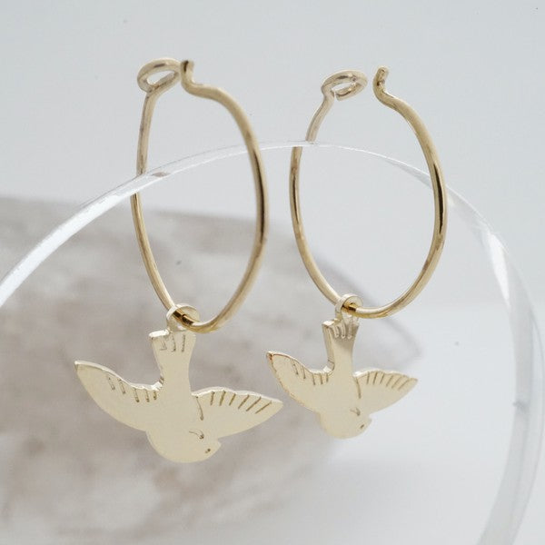 Magic Charm Dove Hoops