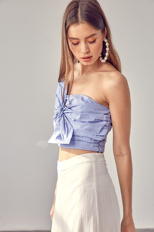 Open Shoulder Tie Bow Top