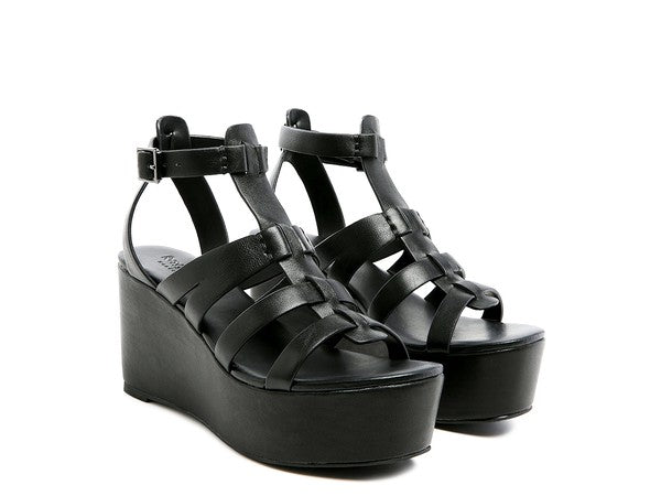 WINDRUSH CAGE WEDGE LEATHER SANDAL