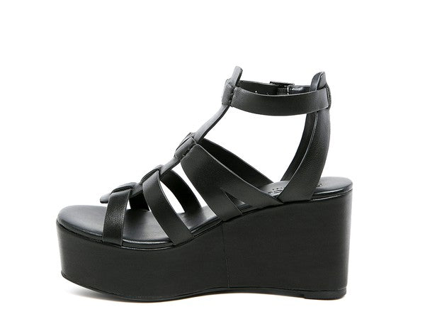 WINDRUSH CAGE WEDGE LEATHER SANDAL