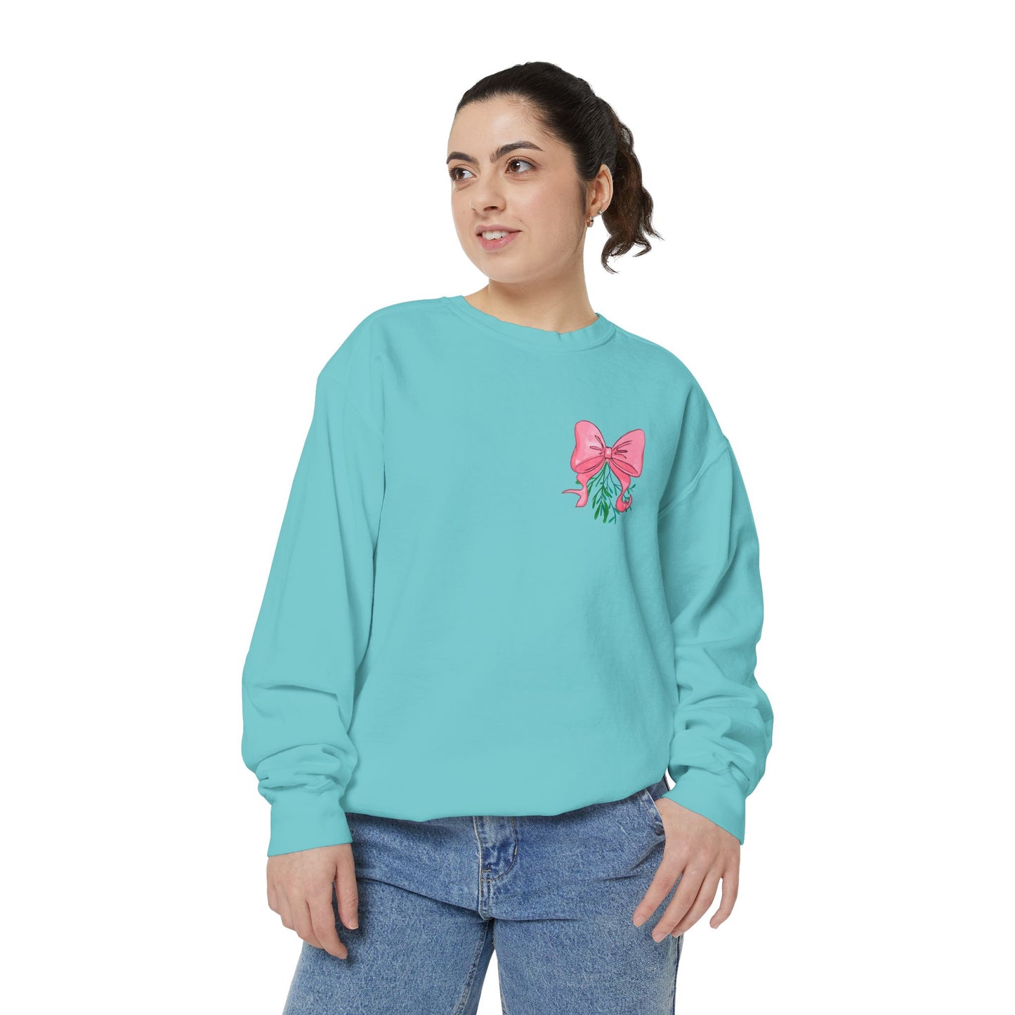 “Pink Bows & Mistletoe,” Holiday Sweatshirt