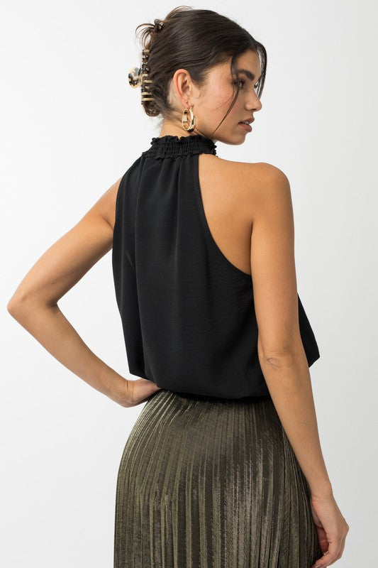 Black Sleeveless Halter Neck Top