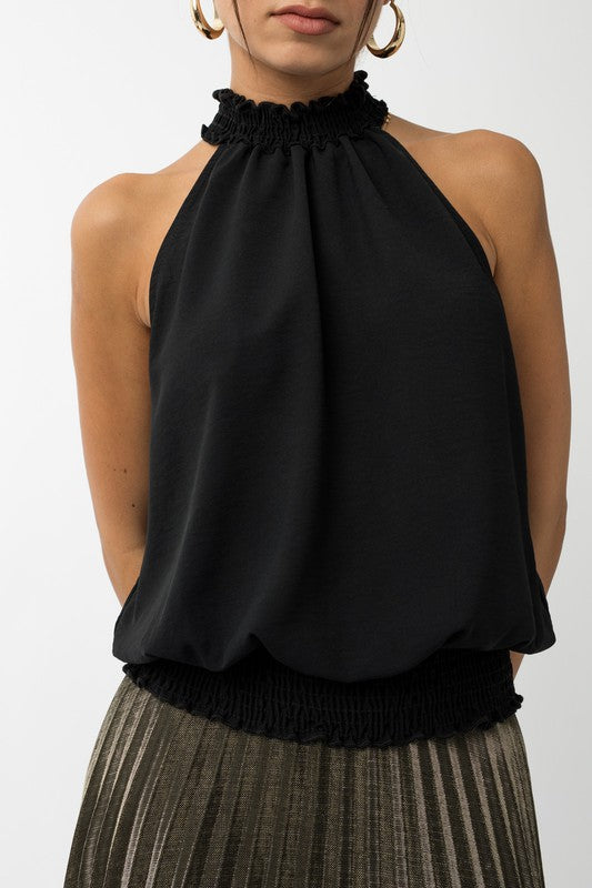 Black Sleeveless Halter Neck Top