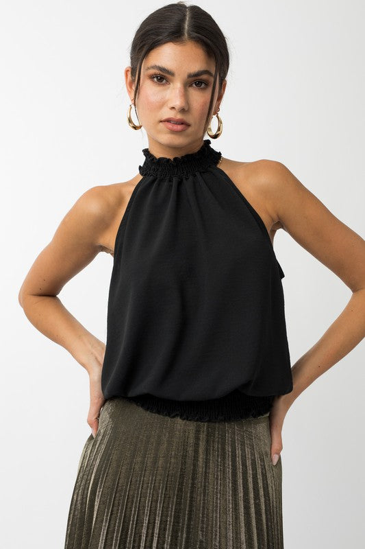 Black Sleeveless Halter Neck Top