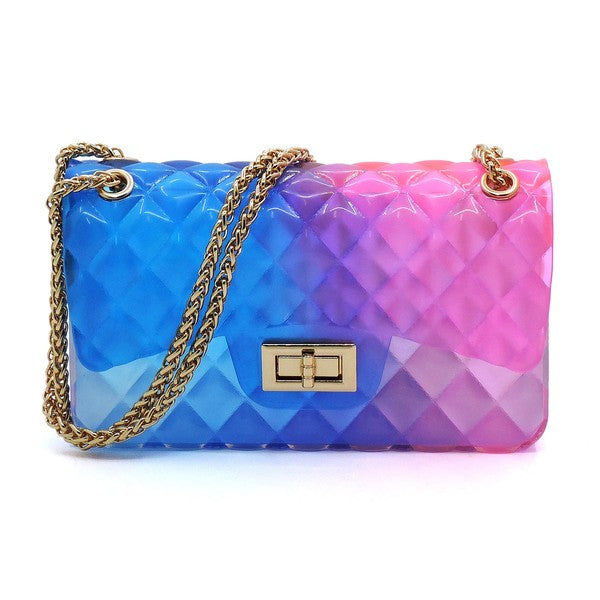 Quilt Embossed Multi Color Jelly Shoulder Bag: Multiple Colors