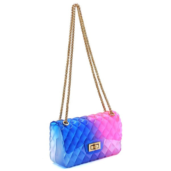 Quilt Embossed Multi Color Jelly Shoulder Bag: Multiple Colors