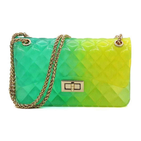 Quilt Embossed Multi Color Jelly Shoulder Bag: Multiple Colors