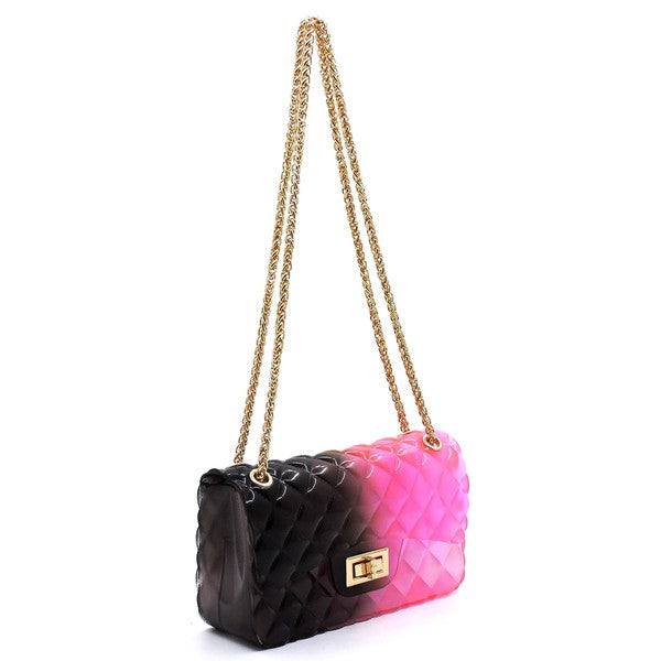 Quilt Embossed Multi Color Jelly Shoulder Bag: Multiple Colors