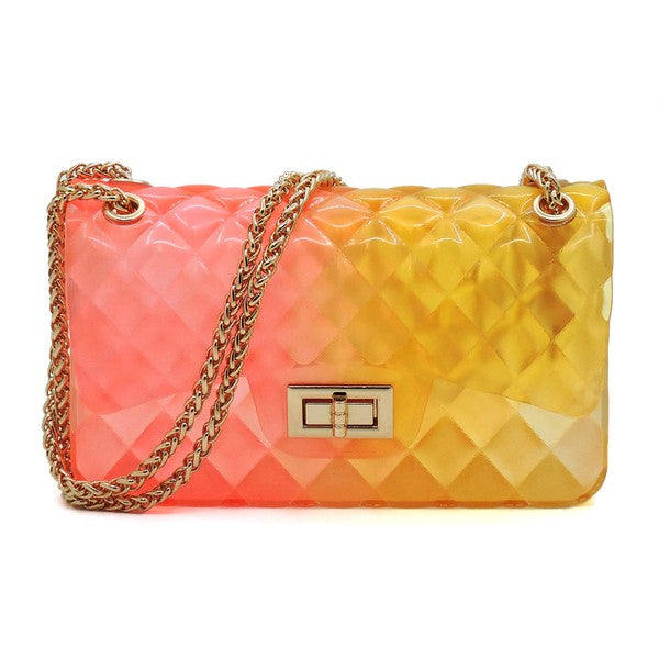 Quilt Embossed Multi Color Jelly Shoulder Bag: Multiple Colors