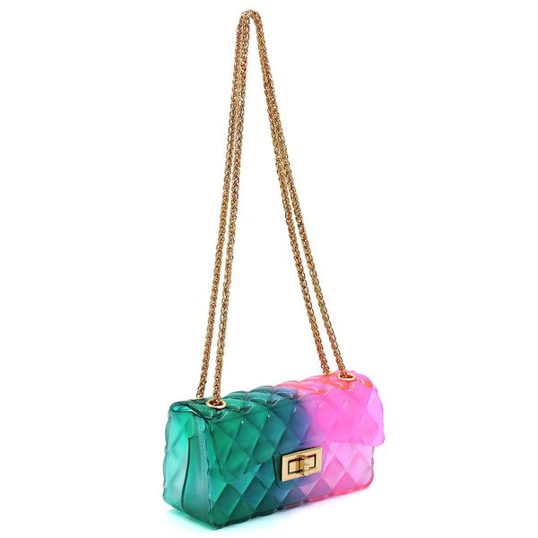 Quilt Embossed Multi Color Jelly Shoulder Bag: Multiple Colors