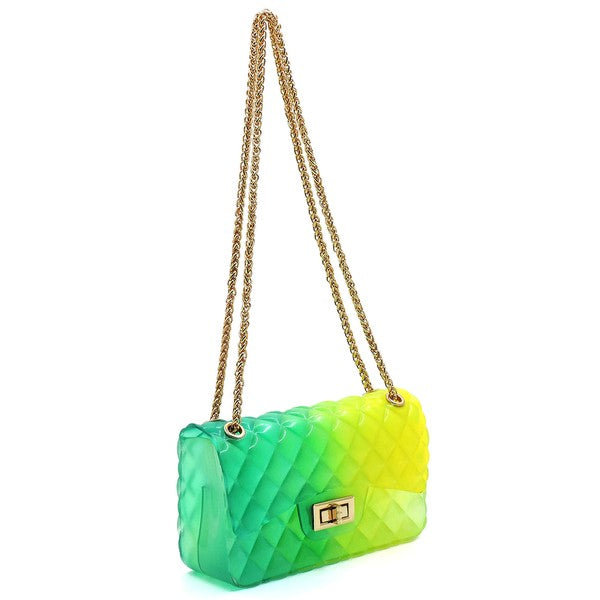 Quilt Embossed Multi Color Jelly Shoulder Bag: Multiple Colors