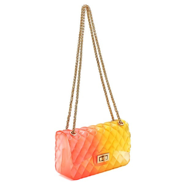 Quilt Embossed Multi Color Jelly Shoulder Bag: Multiple Colors