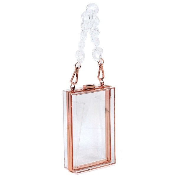 Candy Colors Acrylic Chain Handle See Thru Crossbody Clutch