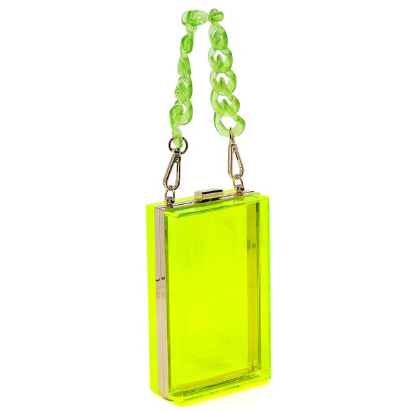 Candy Colors Acrylic Chain Handle See Thru Crossbody Clutch