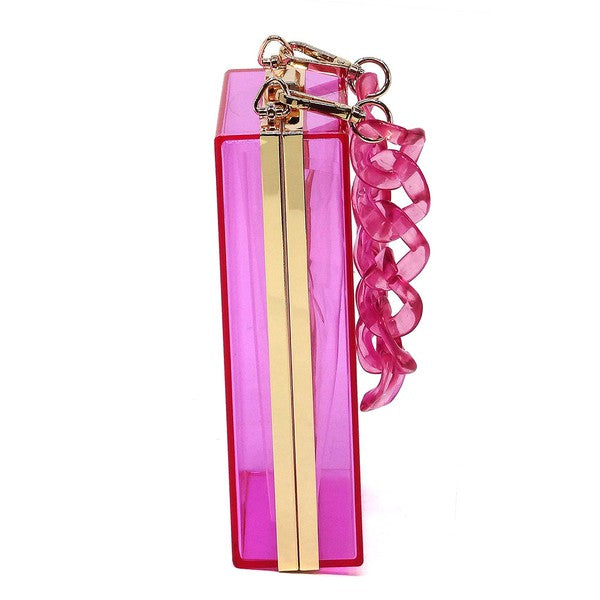 Candy Colors Acrylic Chain Handle See Thru Crossbody Clutch