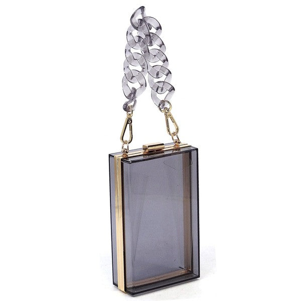 Candy Colors Acrylic Chain Handle See Thru Crossbody Clutch