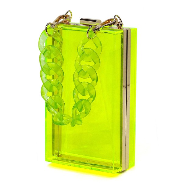 Candy Colors Acrylic Chain Handle See Thru Crossbody Clutch