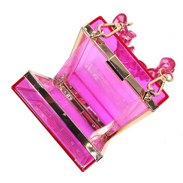 Candy Colors Acrylic Chain Handle See Thru Crossbody Clutch