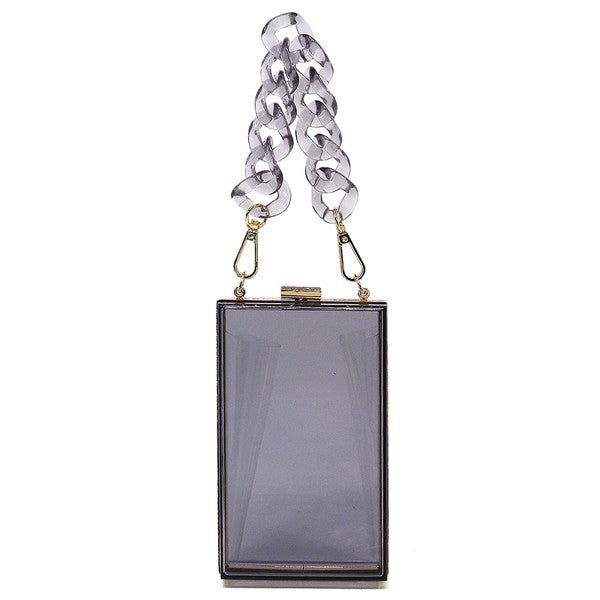 Candy Colors Acrylic Chain Handle See Thru Crossbody Clutch