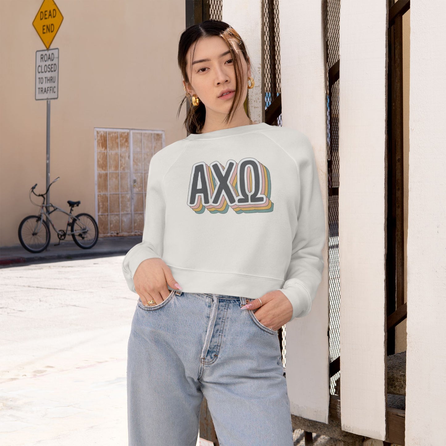 ALPHA CHI OMEGA Women's Cropped Fleece Pullover