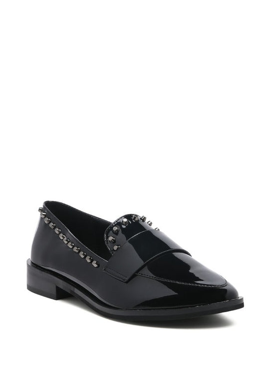 EMILIA Black Shine Forever Stud Penny Loafers