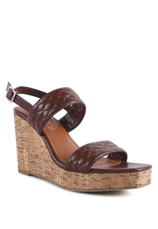 MOHANA QUILTED HIGH WEDGE SANDALS