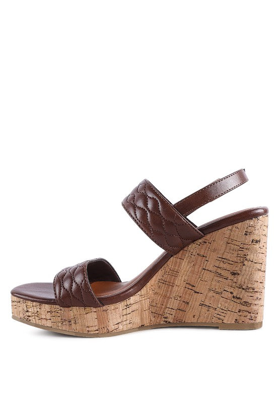 MOHANA QUILTED HIGH WEDGE SANDALS