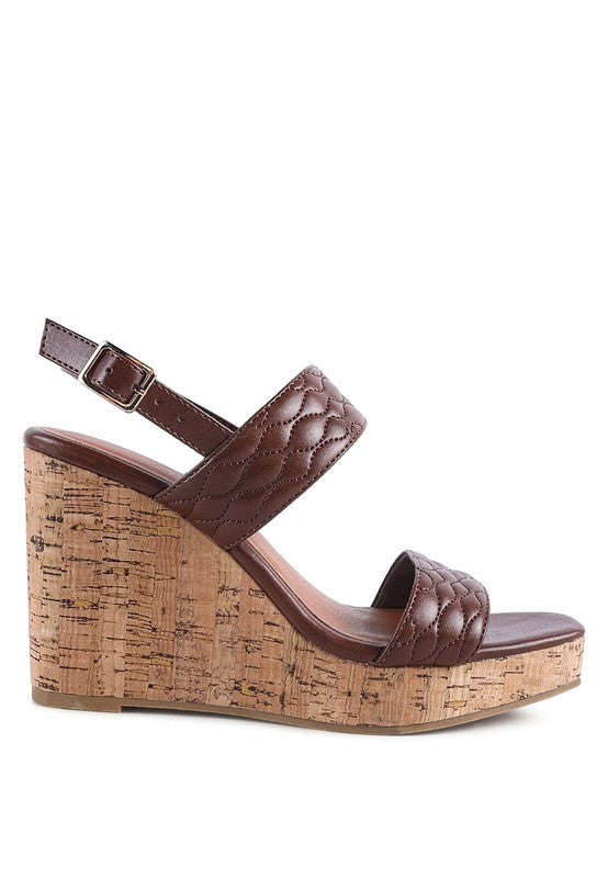 MOHANA QUILTED HIGH WEDGE SANDALS