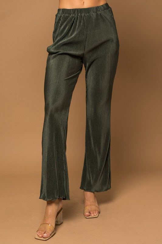 Plisse Fit And Flare Pants